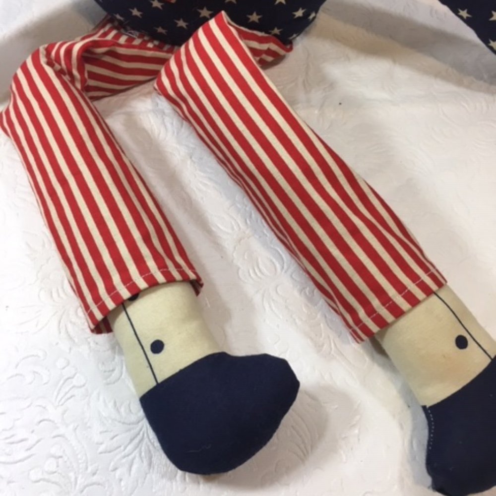 Vintage Handmade Patriotic Uncle Sam Humpty Dumpty Cloth Doll Stuffed Toy 26" - Picture 2 of 10